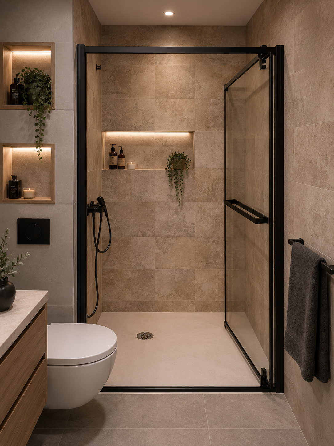 Paroi de douche Lugano Noir — Aqua Baño Tétouan & Tanger